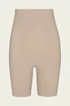 Commando Featherlight Control Long High Waist Shaping Shorts In Neutral