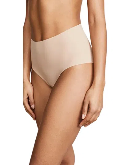 Commando Cotton Blend High Rise Bikini In Beige