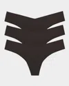 Commando Set Of Three Stretch Thongs In Black