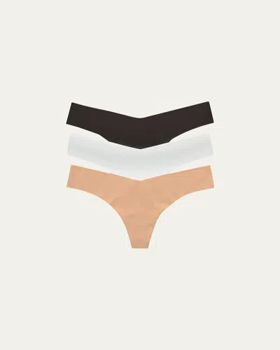 COMMANDO CLASSIC LOW-RISE MICROFIBER THONGS, PACK OF 3