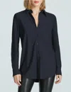 Commando Classic Oversized Button Down Shirt In Black In Blue