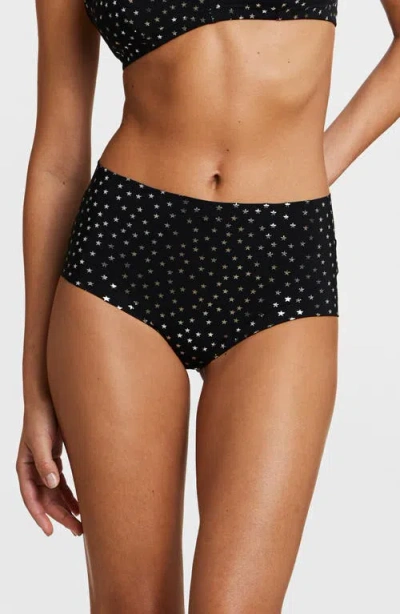 Commando Classic Print High Waist Briefs In Silver Star