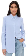 COMMANDO CLASSIC PRINT OVERSIZED BUTTON DOWN TOP BLUE + WHITE STRIPE