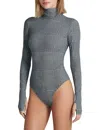 Commando Classic Print Turtleneck Bodysuit In Houndstooth Plaid