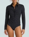 Commando Classic Printed Button Down Bodysuit In Black/white Polka Dot