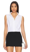 Commando Classic Sleeveless Button Down Bodysuit In 白色