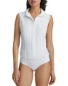 Commando Classic Sleeveless Button Down Bodysuit In White