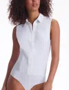 Commando Classic Sleeveless Button-front Bodysuit In White