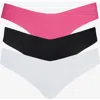 Commando Classic Solid Thong 3-pack In  Pink/white/black