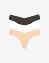 Commando Classic Solid Thong 3-pack In White/beige/black