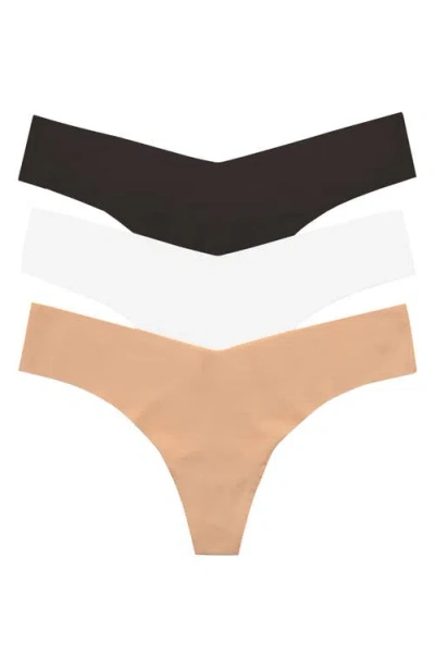 Commando Classic Solid Thong 3-pack In Brown