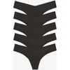 Commando Classic Solid Thong 5-pack In Black