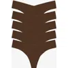 Commando Classic Solid Thong 5-pack In Mocha