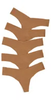 Commando Classic Thong 5-pack Multi In Brown