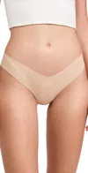 Commando Low-rise Cotton Thong In Beige