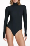 Commando Classic Turtleneck Microfiber Thong Bodysuit In Black