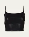 Commando Coated Stretch Faux Leather Cami Crop Top In Black