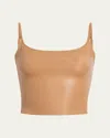 Commando Faux Leather Cami Crop Top In Camel In Brown