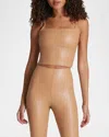 Commando Faux Leather Cami Crop Top In Camel In Brown
