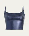 Commando Coated Stretch Faux Leather Cami Crop Top In Galaxy
