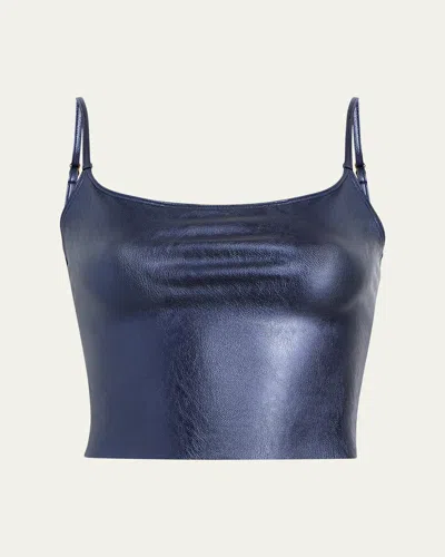 Commando Coated Stretch Faux Leather Cami Crop Top In Galaxy