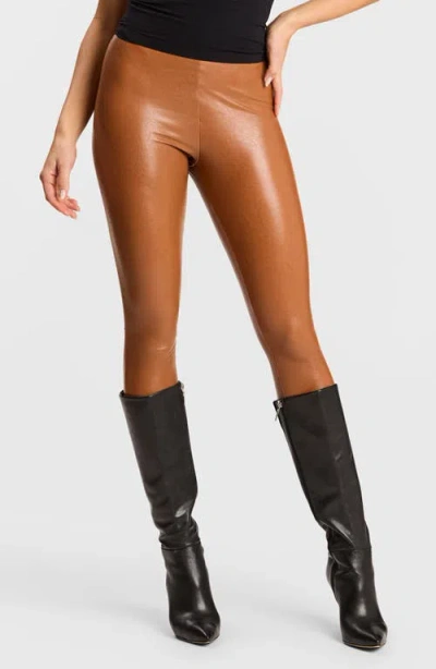 Commando Control Top Faux Leather Leggings In Brown