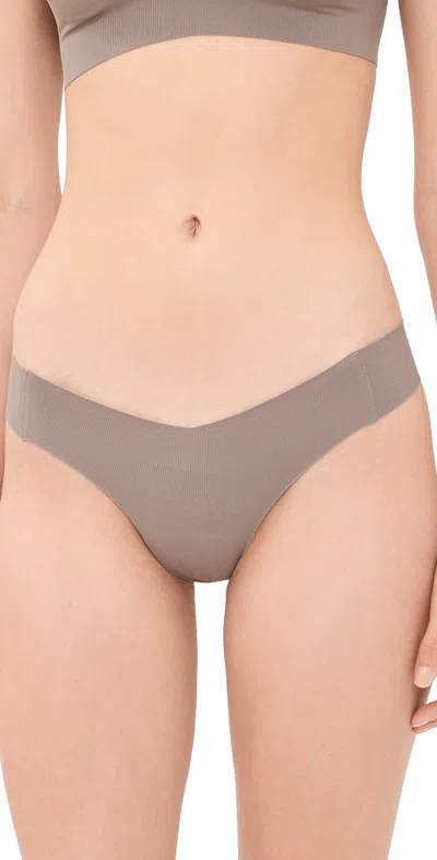 Commando Cotton Rib Thong Truffle In Brown