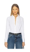 Commando Cotton Stretch Button Down Bodysuit In White