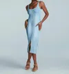 Commando Denim Midi Tank Dress In Washed Indigo In Multi