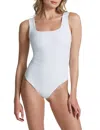 Commando Do It All Denim Squareneck Bodysuit In White In White