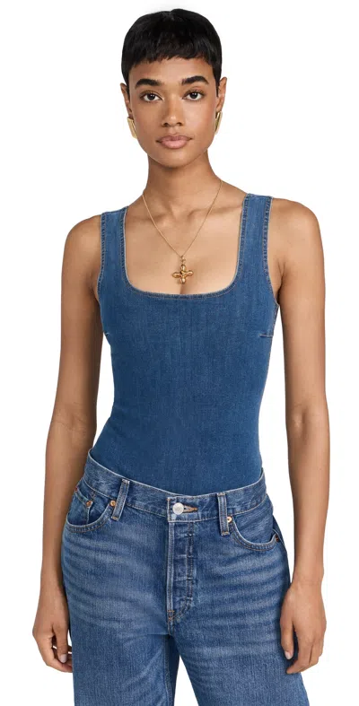 Commando Do It All Denim Squareneck Bodysuit Light Indigo