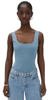 COMMANDO DO IT ALL DENIM SQUARENECK BODYSUIT WASHED INDIGO