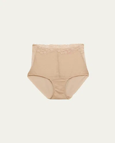 Commando Double Take High-rise Lace Briefs In Nude