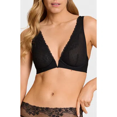 Commando Double Take Lace Plunge Underwire Bra In Black