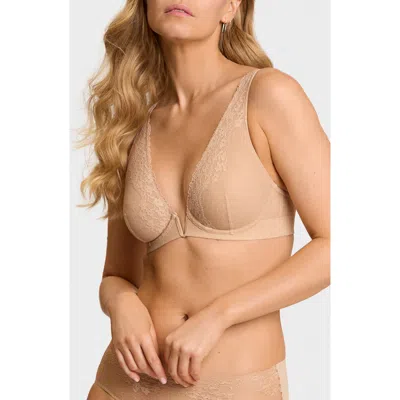 Commando Double Take Lace Plunge Underwire Bra In Neutral