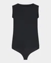 Commando Essential Cotton Muscle Thong Bodysuit In Black