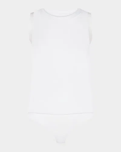 Commando Essential Cotton Muscle Thong Bodysuit In White