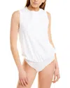 Commando Essential Cotton Muscle Thong Bodysuit In White