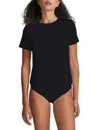 Commando Essential Cotton Crew Bodysuit In Black In Black