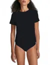 Commando Essential Cotton Crew Bodysuit In Black In Black