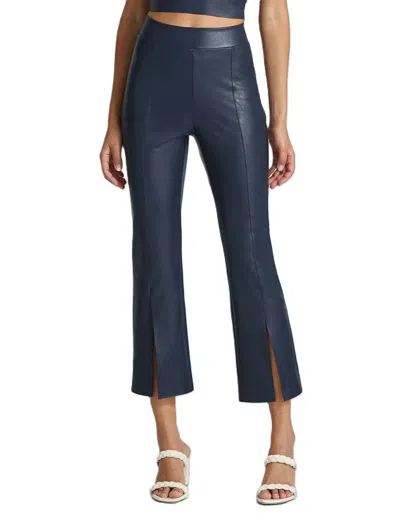 Commando Faux Leather 7/8 Split Front Pant In Navy In Blue