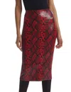 Commando Faux Leather Animal Midi Skirt In Red Snake In Multi