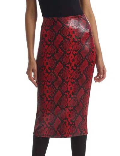 Commando Faux Leather Animal Midi Skirt In Red Snake In Multi