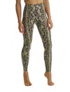 Commando Faux Leather Animal Print Legging In Olive Snake In Silver