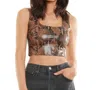 COMMANDO FAUX LEATHER ANIMAL SQUARENECK CROP TOP IN TAWNY PYTHIN