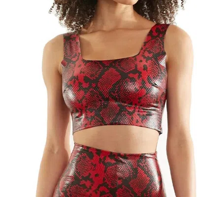 Commando Faux Leather Animal Squareneck Crop Top In Red