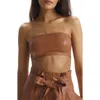 Commando Faux Leather Bandeau Bralette In Cocoa