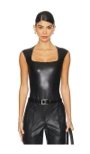 COMMANDO FAUX LEATHER CAP SLEEVE BODYSUIT