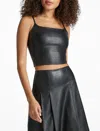 Commando Faux Leather Cami Crop Top In Black In Black