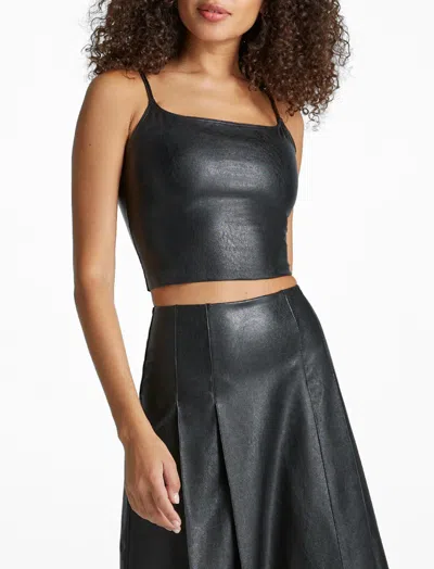 Commando Faux Leather Cami Crop Top In Black